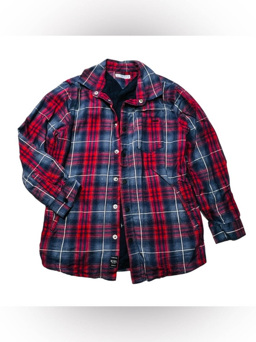 Mayoral Red & Navy Plaid Button-Front Shirt‎ Jacket Shacket